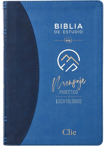 Biblia Reina Valera 77 de estudio del mensaje profético y escatológico Leathersoft azul