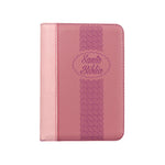 Biblia Reina Valera 60 bolsillo lila/rosa imita piel c/cierre letra grande Palabras Jesús Rojo