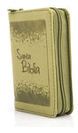 Biblia Reina Valera 60 mini bolsillo verde imitación piel plata cierre