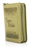 Biblia Reina Valera 60 mini bolsillo verde imitación piel plata cierre