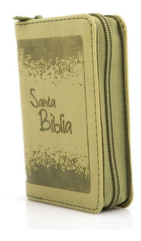 Biblia Reina Valera 60 mini bolsillo verde imitación piel plata cierre