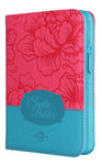 Bibla RVR60 chica fucsia azul canto plateado