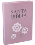 Biblia Reina Valera 60 letra gigante lila flores Palabras Jesús Rojo índice