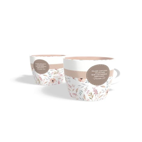 Taza floral mujer virtuosa