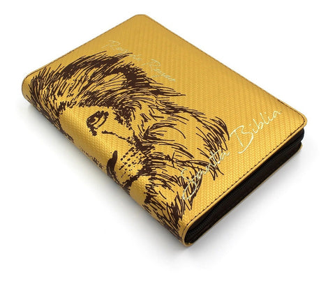 Biblia Reina Valera 60 mediana imitación piel león dorado letra grande y cierre PJR
