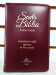 Biblia Reina Valera 60 mediana acolchada vino, cierre, letra grande PJR