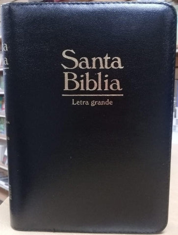 Biblia Reina Valera 60 mediana acolchada imitación negra cierre letra grande PJR