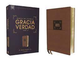 Biblia Nbla de Estudio Gracia Y Verdad, Leathersoft, Cafe, Interior a dos Colores