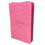 Biblia Reina Valera 60 Elegancia rosa con bolsillo con cierre letra grande, índice 12P PJR