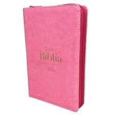 Biblia Reina Valera 60 Elegancia rosa con bolsillo con cierre letra grande, índice 12P PJR