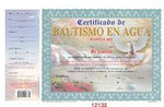 Certificado bautismo en agua cascada 4 colores