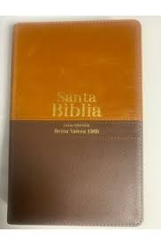 Biblia Reina Valera 60  Bi-tono café café canto dorado letra grande mediana Piel PJR