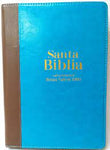 Biblia Reina Valera 60 bitono turquesa café letra gigante imitación piel con cierre PJR