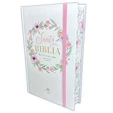 Biblia Reina Valera 60 tapa dura canto pintado con elástico flores rosas 12.5P PJR