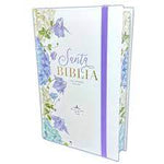 Biblia Reina Valera 60 tapa dura canto pintado con elástico flores lila 12.5 P PJR
