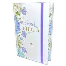 Biblia Reina Valera 60 tapa dura canto pintado con elástico flores lila 12.5 P PJR