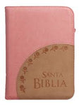 Biblia Reina Valera 60 chica troquelado rosa beige con dorado, cierre PJR