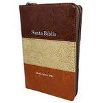Biblia Reina Valera 60 letra grande Tricolor marrón beige café, cierre e índice 12 PJR