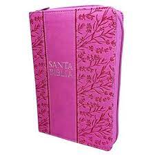 Biblia Reina Valera 60 letra grande edición floral rosa manual con cierre e índice 12 Puntos