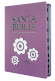 Biblia Reina Valera 60 letra gigante lila flores Palabras Jesús Rojo índice
