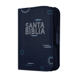 Biblia Reina Valera 60 mini bolsillo imitación azul cierre PJR