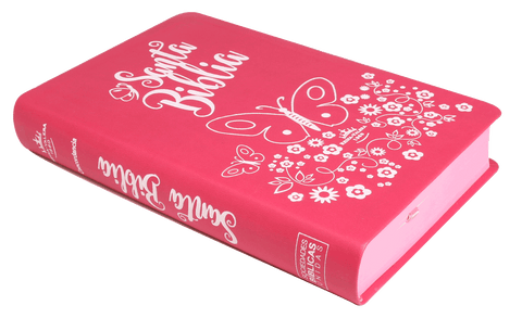 Biblia Reina Valera 60 mariposa mediana imitacion piel rosa indice