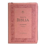 Biblia Reina Valera 60 tradicional rosa relieve flores, imitación piel, cierre, índice letra gigante 15P PJR